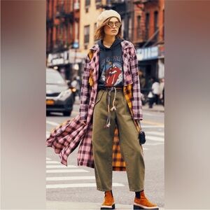 RARE Free People Plaid Trench Coat